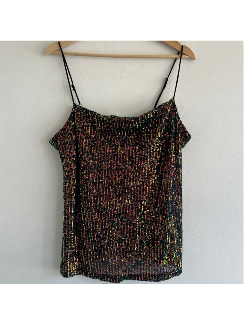 POL Black Iridescent Sequin Camisole S